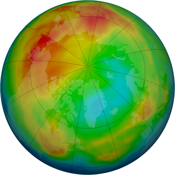 Arctic ozone map for 02 January 2010